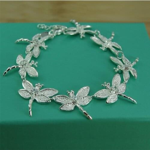 BABYLLNT Sweet 925 Sterling Silver Bracelets For Women Dazzling Micro CZ Zirconia Dragonfly Bracelet pulseira Charm Jewelry Gift