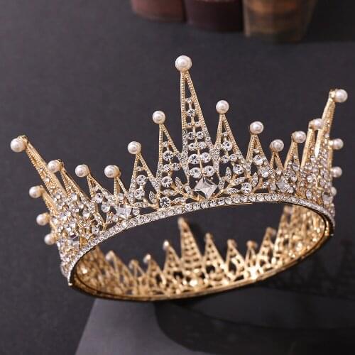 Baroque Crystal Tiaras And Crowns Triangle Princess Pageant Headband Wedding Hair Accessories Evening Dress Bridal Jewelry New