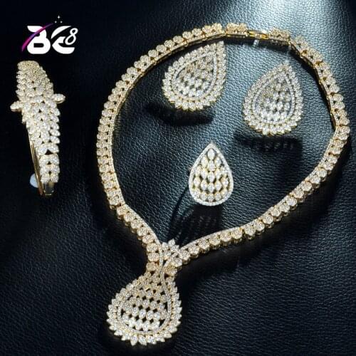 Be 8 New Wedding Bridal Jewelry Sets for Women Indian Gold Color Cubic Zirconia Vintage Dubai African Beads Jewelry Sets S228