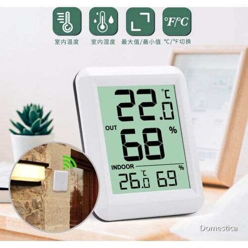 Wireless Indoor And Outdoor Thermometer And Hygrometer Plastic White Monitoring-Digital Hygrometer Thermometer Tools LCD Screen