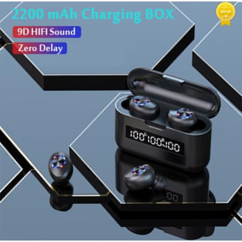 TWS Wireless Headphones with Mic 2200mAh Charging Box Stereo Sports Waterproof Bluetooth Earbuds Noise Canceling HIFI Earphones