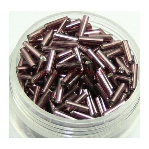 2*6MM 200G Charm Purple Copper Glass Bugle Tube Seed Loose Spacer Beads Glass Jewelry Making Beads For Bracelet/Necklace DIY