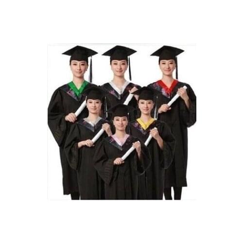 Black Bachelor of Clothes Academic Gown Graduation Dress Graduated Academic Dress Erformance Clothing
