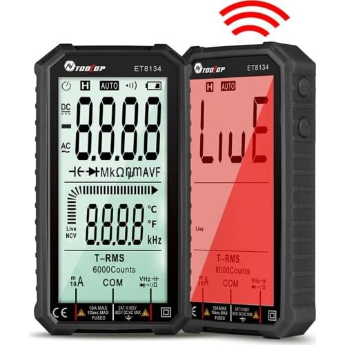 ET8134 NCV Digital Multimeter LCD Backlight Auto Range 6000 Count AC DC Voltmeter Ammeter Ohm Voltage Tester Capacitance Meter