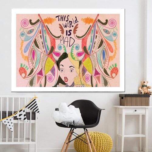 Alice In Wonderland Art Print Canvas Painting Colorful Poster and Print Wall Art Picture Modern Girl Room Decoration