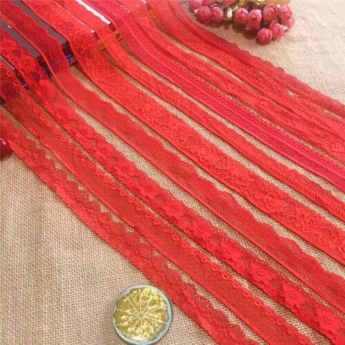 2.5-4cm Chinese red spandex elastic lace decorative fabric, suitable for casual womens wear