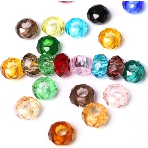 ZHUBI Glass Spacer Round 8*14MM Crystal Rondelle With Large Hole Beads DIY Wholesale Jewelry Materials Making Bracelet