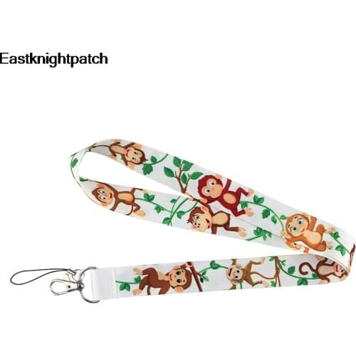12pcs/lot Cartoon animals monkey Multi-function mobile phone lanyard Key Card Straps Badge Holder DIY Rope webbing gift E1234
