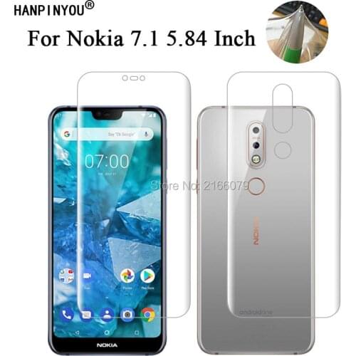 For Nokia 7.1 TA-1085 TA-1095 5.84" Soft TPU Front Back Full Cover Screen Protector Transparent Protective Film + Cleaning Tools