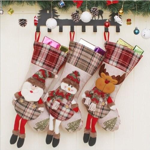 Non-woven Fabrics Christmas Candy Bag Santa and Snowman and Elk Socks Christmas Xmas Tree Decorations Stockings Sock Bag Gifts