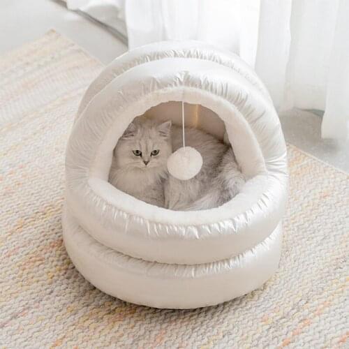 2020 New Pet Bed Cat Dog Winter Warm Sleeping House Washable Dog Kennel Cat Bed Kennel Nest Foldable Puppy Cushion Mat Pad House