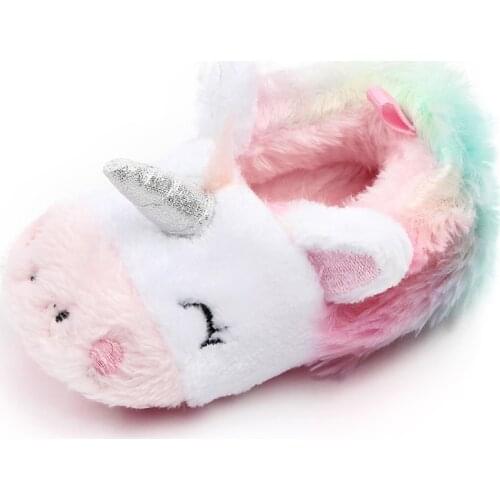 Newborn Shoes for Baby Girls Unicorn Soft Sole Infant Toddler First Walker Winter Home Footwear Barefoot Little Angel Shoe