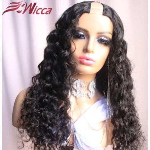 Deep Wave U Part Wigs For Women Deep Wave Human Hair Wigs 180% Density Middle U Shape Wigs Remy Glueless Wigs For Women