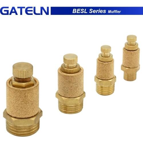 AIR Pneumatic Brass Adjustable Muffler BESL series Exhaust Valve M5 1/8" 1/4" 3/8" 1/2" Throttle Silencer For Solenoid Valve