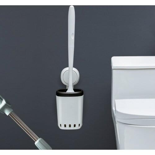Hanging White Toilet Brush Holder Silicone Bathroom Accessories Toilet Bowl Cleaner Brush Wc Borstel Bathroom Hardware DH50MTS