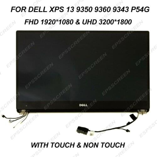 Complete Led lcd 13.3" screen for DELL XPS 13 9343 9350 9360 p54g 3200x1800 & 1920*1080 dispay with/non touch full set panel
