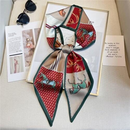 Popural Animal Print Silk Satin Hair Scarf Women Fashion Skinny Neck Tie Girls Hand Bag Wirst Headscarves Shawl Bandana Ribbon