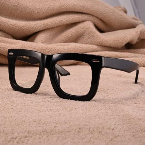 Vazrobe Retro Eyeglasses Frames Male Women Vintage Fake Nerd Eyewear Black Tortoise Glasses Men Female Acetate Spectacles optic