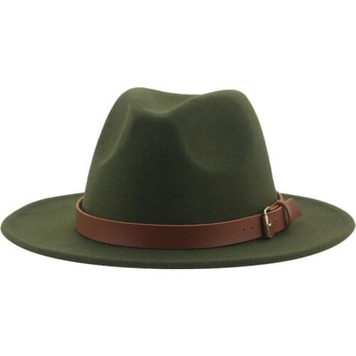 Women hats autumn solid belt band pearl luxury fedora hats fascinator green white black formal wedding church felted fedora hats