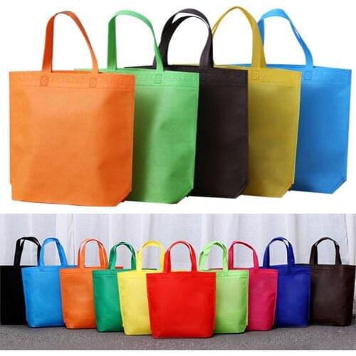Foldable Shopping Bag Solid Reusable Non-woven Grocery Bags Recycle Handbags Large Size Storage Tote Bags Folding Portable Pouch