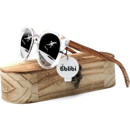 Ablibi Brand Design Vintage Round Mens Polarized Wood Sunglasses Women with 100% UV Blocking, HD Lenses Wood Shades