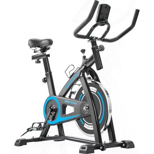 Indoor Cycling Bike Trainer with Comfortable Seat Cushion, Exercise Bike with Belt Drive System and LCD Monitor for Home Workout