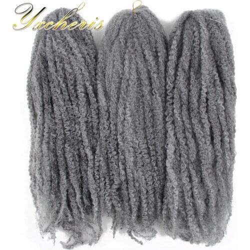 YXCHERISHAIR Marley Braids Crochet Braiding Hair 18" Long Grey Blonde Heat Resistant Afro Synthetic Kinky Curly Hair Extensions
