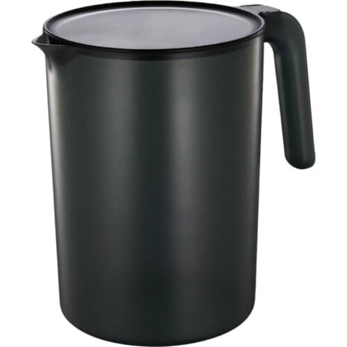 1Pc 2000ML Plastic Beverage Kettle Heat Resistant Cold Water Jug Juice Pitcher with Handle(Black)