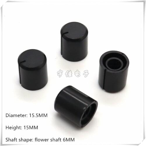 10 Piece 13.5×15MM black plastic knob cap potentiometer encoder switch knob is suitable for flower shaft 6MM