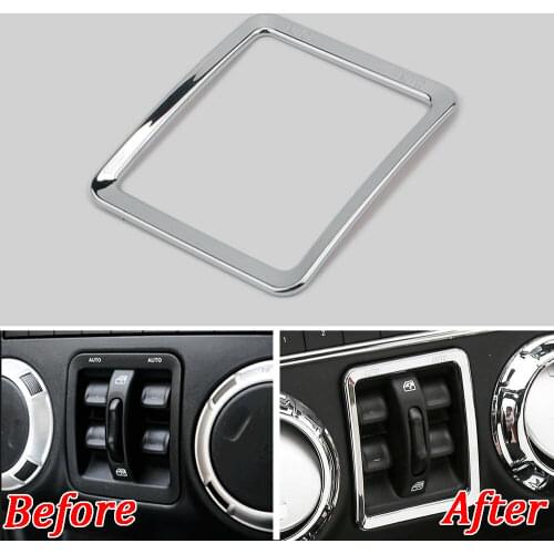 1x Car Interior Styling Chrome Window Lift Switch Button Cover Frame Trim Molding For Jeep Wrangler 2007-2017
