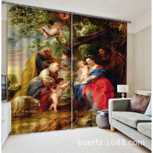 2017 Oil Painting Blackout Curtains Bedding Room Living Room Cortians Sunshade Window Curtain 3D Curtains