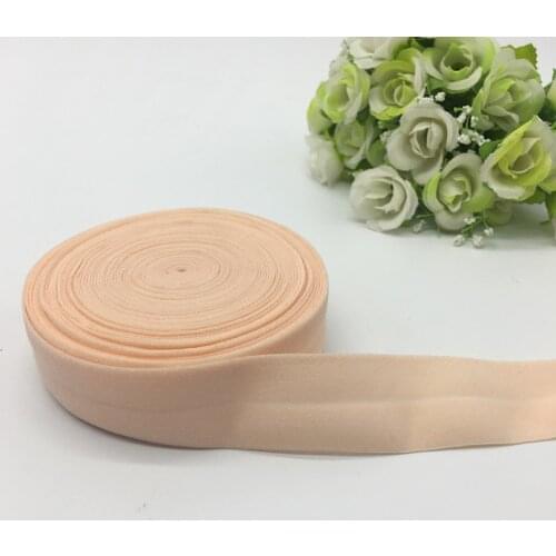 5Yards/lot 1" (25mm)Wide Light pink Fold Over Elastic Spandex Satin Band Ties Hair Accessories Lace Trim