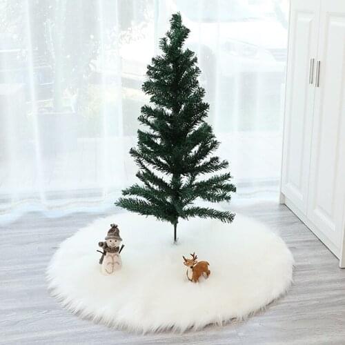 White Christmas Tree Skirt Plush Faux Fur Xmas Tree Carpet Merry Christmas Tree Decorations Ornament New Year Navidad Home Decor
