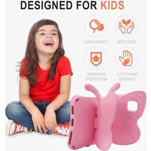 Kids Case for Samsung Galaxy Tab A7 Lite T220 T225 Cute Butterfly Case with Stand EVA Rugged Shockproof Duty Friendly Cute Cover