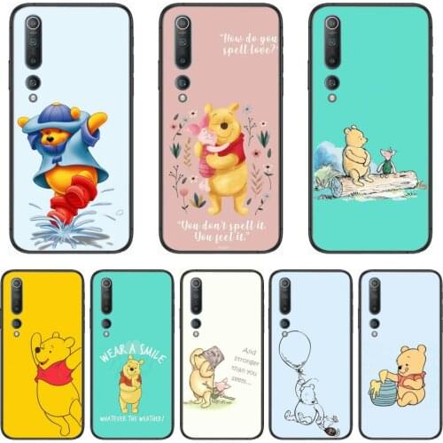 Winnie the Pooh Phone Case For xiaomi mi11 5g 10 liti Ultra 9Pro SE 3 8 Note Anime Black Cover Silicone Back Pretty tpu