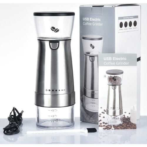 USB Electric Coffee Grinder Stainless Steel Adjustable Professional Coffee Bean Mill Machine Kitchen Tools with Brush