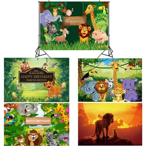 Animal Forest Theme Photography Backgrounds Kids Favors Lion King Birthday Party Decorate Vinyl Cloth Photo Shootings Backdrops