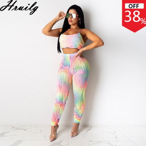 Two Piece Set Women Casual Night Club Regular Summer Sling 2 Piece Set Women Colorful Holidays Pleated Elegant Two Piece Set