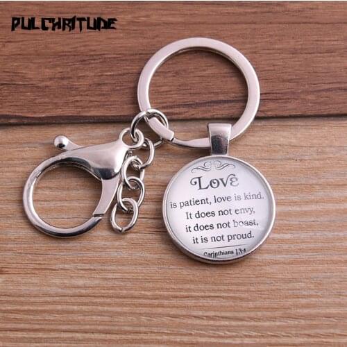 1pcs Metal Keychain Round Cabochon Mix Letter Glass Setting DIY Vintage Handmade Key Chains for Jewelry Making P6719
