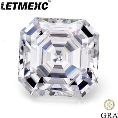 Letmexc Loose Moissanite Gemstone Diamond Asscher Cut D Color VVS1 Test Passed Lab Gem DIY Jewelry Making with GRA Report