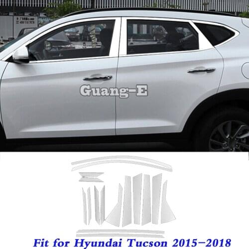 For Hyundai Tucson 2015 2016 2017 2018 Car Styling Stick Stainless Steel Glass Window Garnish Pillar Middle Column Trim Hoods
