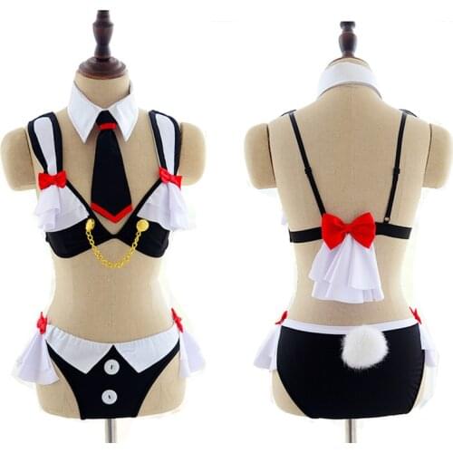 NEKOPARA Cosplay Chocola Vanilla Maid Dress Sexy Bunny Girl Lingerie Set Lolita Navy Rabbit Ears Bikini Tail Underwear Wholesale