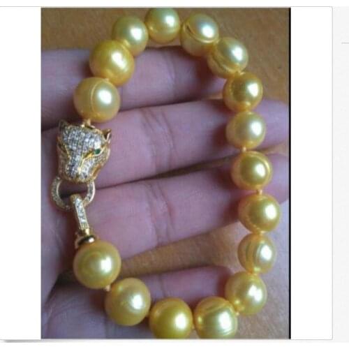 Charming 10-11mm south sea baroque gold pearl bracelet 7.5-8"
