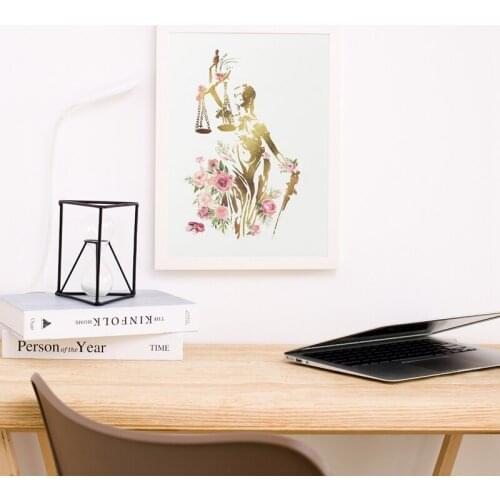 Lady Justice Print Law Student Gift Law Wall Art Canvas Painting Attorney Poster Floral Wall Picture Lawyer Office Decoration