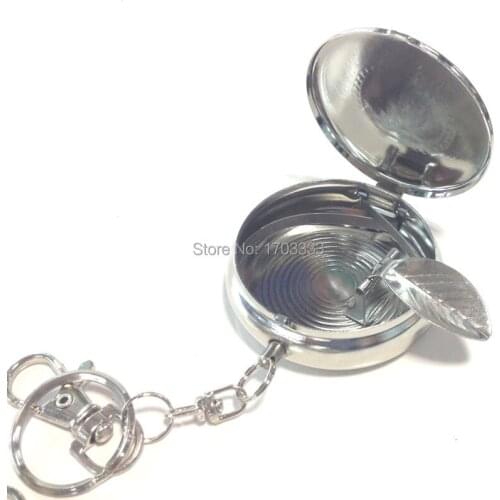 Wholesale Portable Pocket Stainless Steel Round Cigarette Ashtray With Keychain DHL Fedex Free shipping #GH62