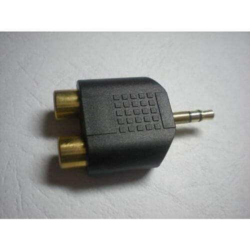 Converter 3.5mm Stereo Plug to Dual RCA Jack Gold Plated 50 pcs per lot