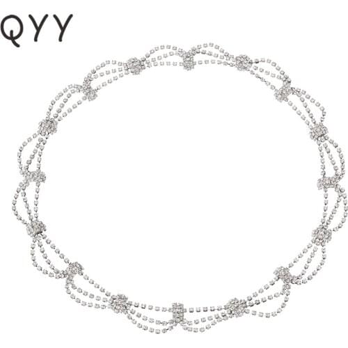 QYY Bohemian Rhinestone Alloy Wedding Hair Accessory Hair Chain Hair Jewelry Ornaments Headpiece Bridal Tiara and Crown