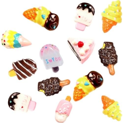 20Pcs Mixed Mini Resin Cake Popsicle Decoration Crafts Beads Frame Flatback Cabochon Scrapbook DIY Embellishments Accessories