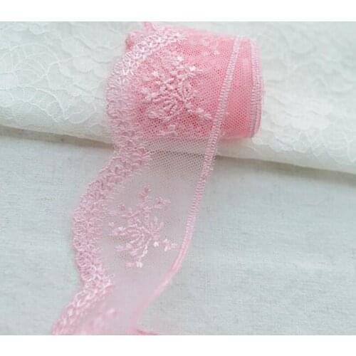 Pink lace ribbon, 4.7 cm wide, DIY Clothing / Accessories / floral accessories, etc