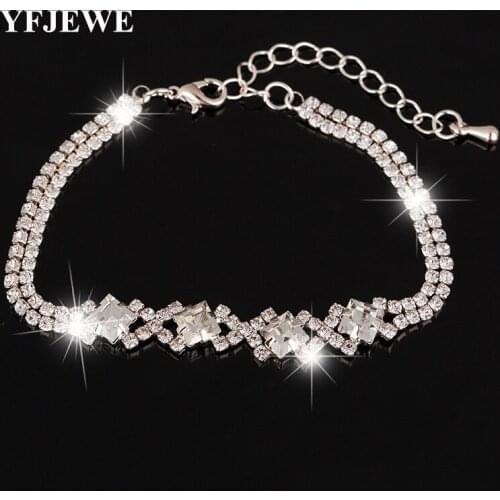 YFJEWE New Wedding Bracelets & Bangles For Women Rose Gold Color Austrian Crystal Bracelets Bangles Fashion Jewelry #B072